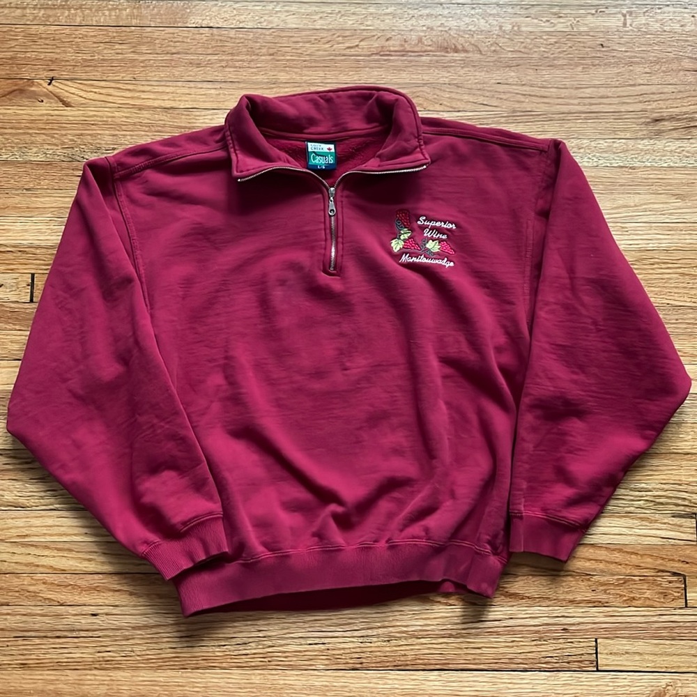 Vintage Cozy Creek Casuals Sweater / Winery / Quarter Zip / Large